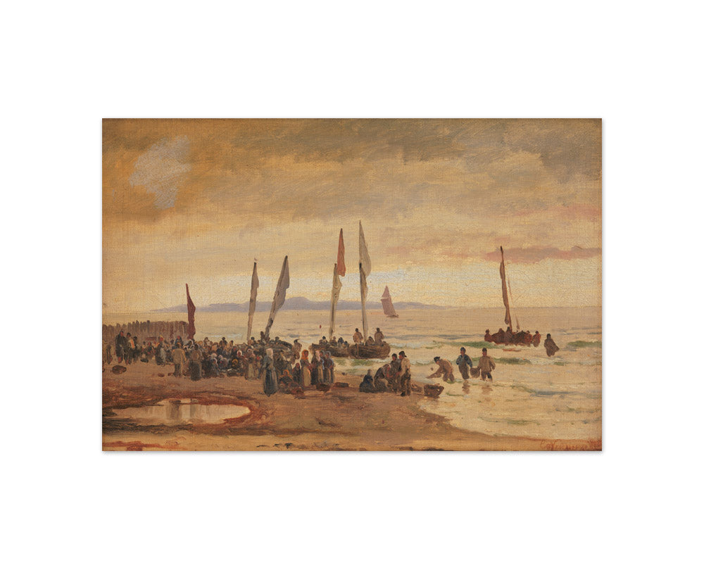 Returning fishermen welcomed at Hornbæk Beach by Carl Neumann - Compact / Full Bleed / No Frame