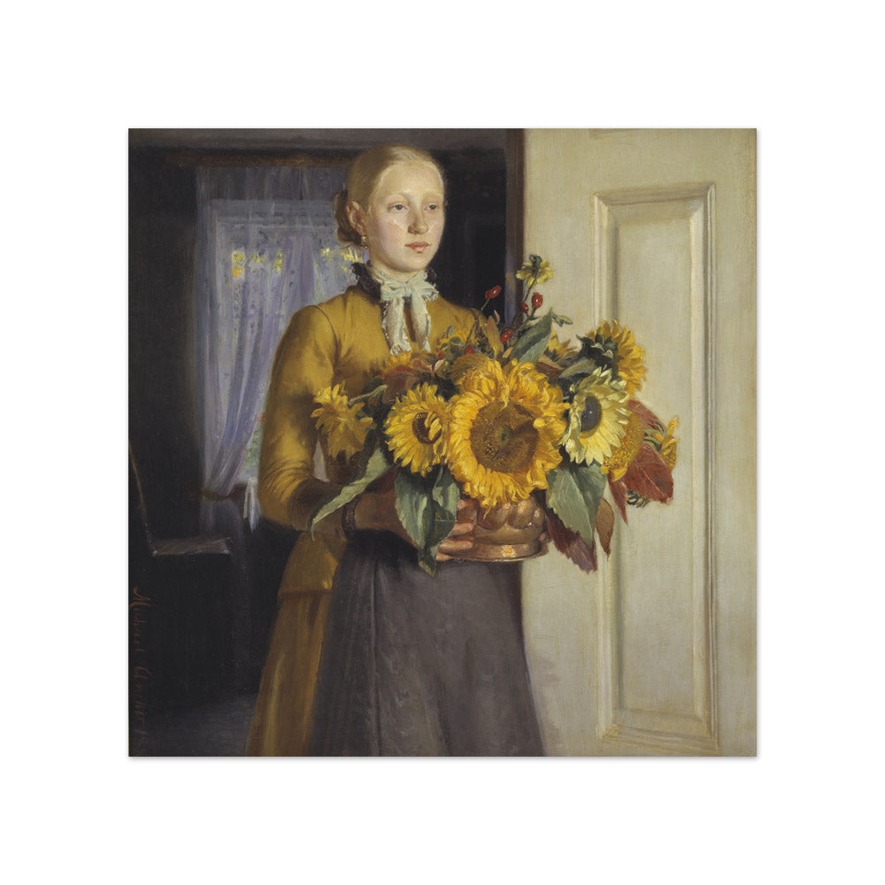 A Girl with Sunflowers by Michael Ancher - Compact / Full Bleed / No Frame