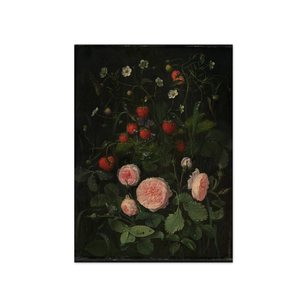 Still Life with Roses and Strawberries by O.D. Ottesen - Compact / Full Bleed / No Frame