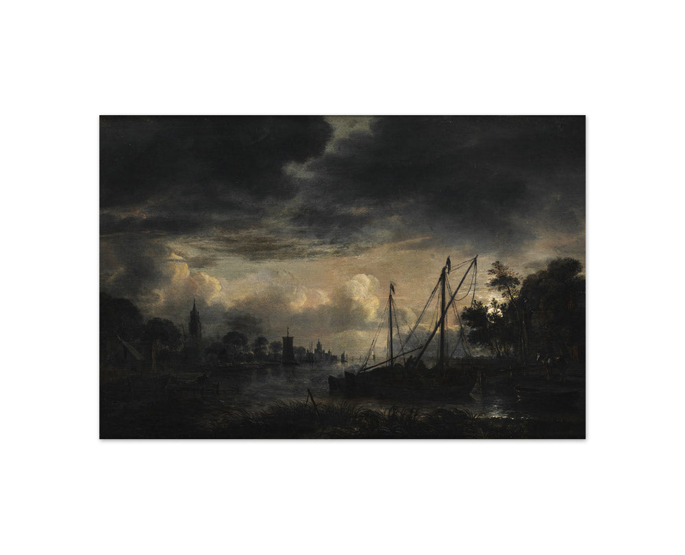 River Landscape in Moonlight by Aert van der Neer - Compact / Full Bleed / No Frame