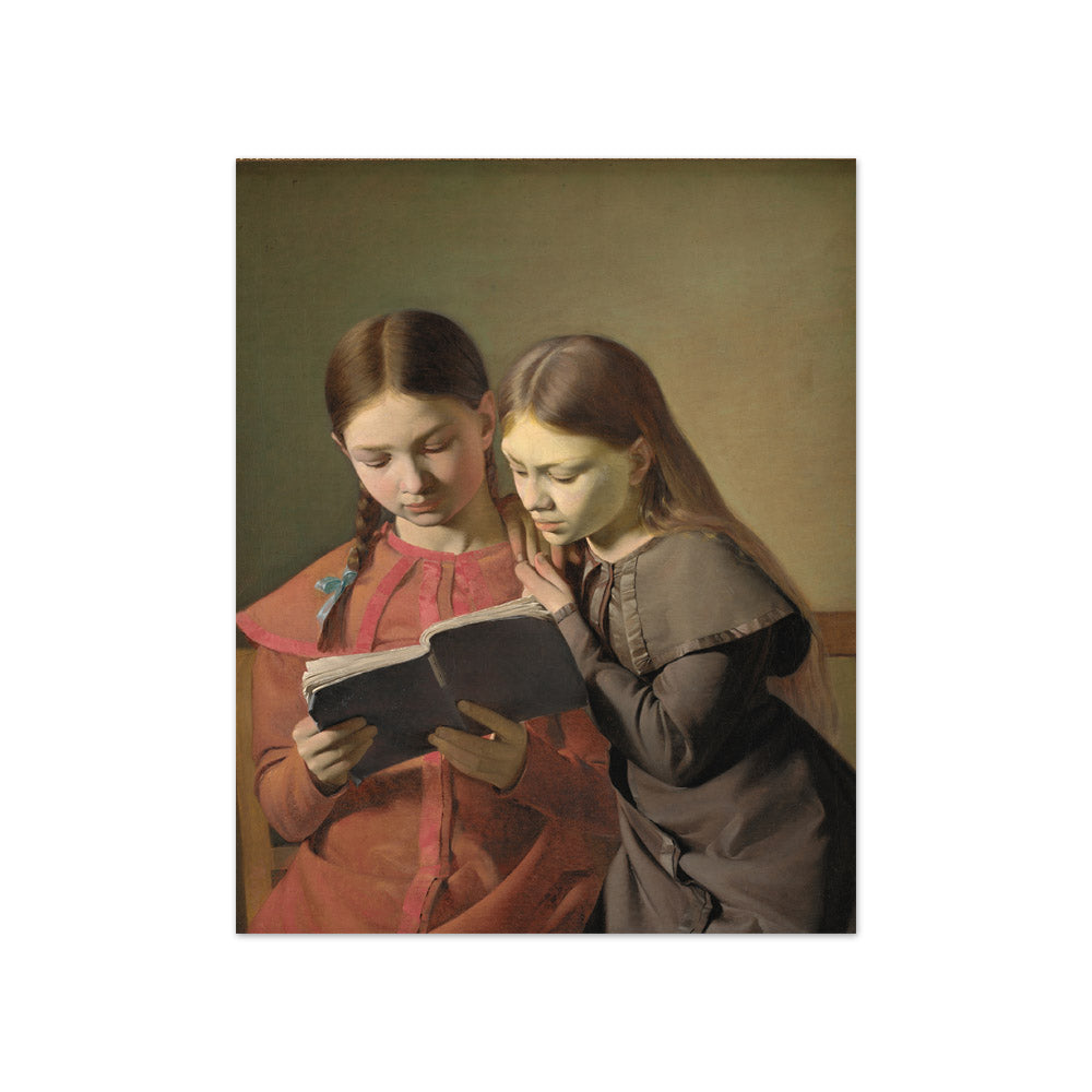 The Artist's Sisters Signe and Henriette Reading a Book by Constantin Hansen - Compact / Full Bleed / No Frame