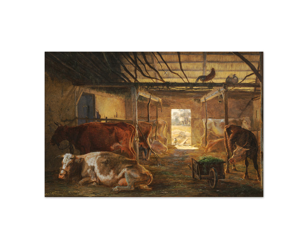 A Cowshed on a Farm at Vejby, Zealand by Johan Thomas Lundbye - Compact / Full Bleed / No Frame