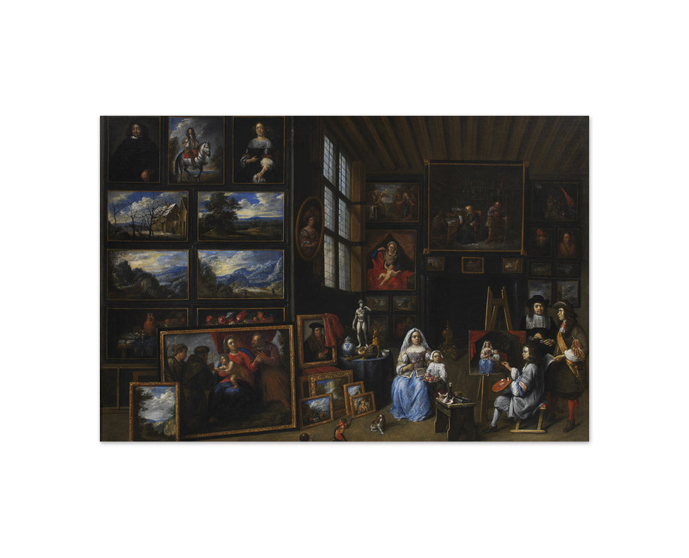 A Picture Gallery with an Artist Painting a Woman and a Girl. Allegory of the Art of Painting by Gillis van Tilborgh - Compact / Full Bleed / No Frame