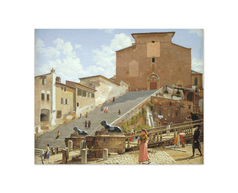 The Marble Steps leading up to the Church of Santa Maria in Aracoeli in Rome by C.W. Eckersberg - Compact / Full Bleed / No Frame