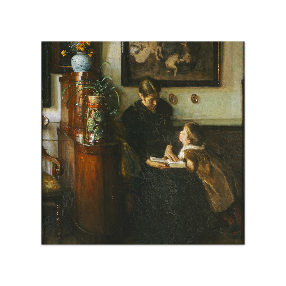 Mother Must Read. The Artist's Wife and Child by Viggo Johansen - Compact / Full Bleed / No Frame