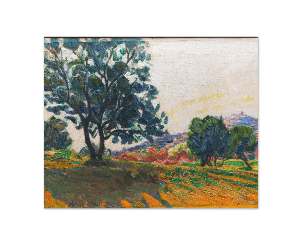 The Olive Grove. With Cagnes in the Background. Against the Light by Niels Larsen Stevns - Compact / Full Bleed / No Frame