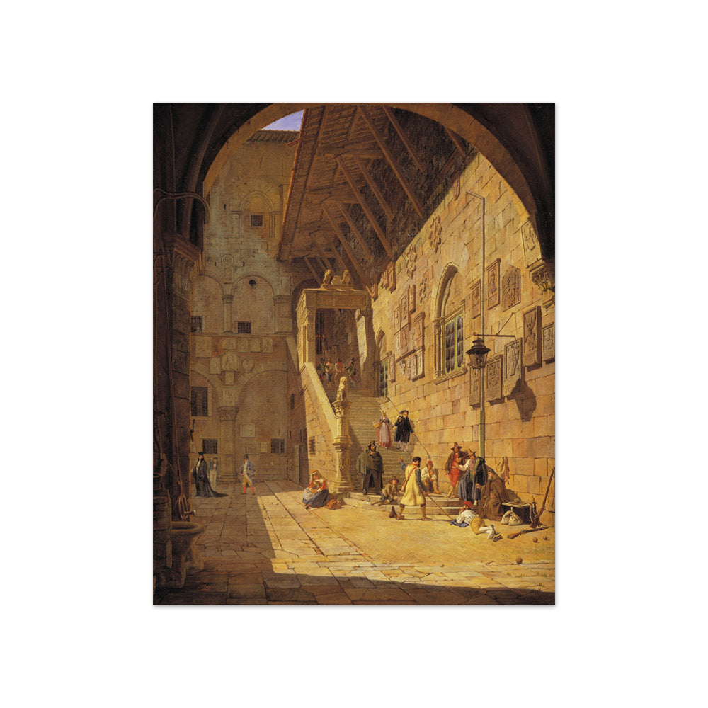 The Courtyard of the Palazzo del Bargello. Florence by Jørgen Roed - Compact / Full Bleed / No Frame