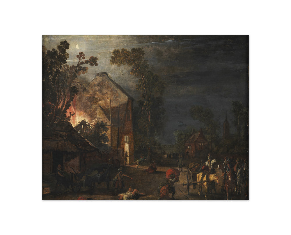 A Village Looted at Night by Esaias van de Velde - Compact / Full Bleed / No Frame