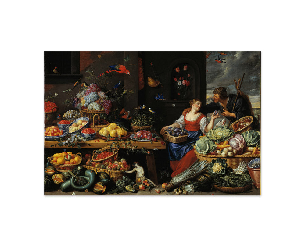 Fruit and Vegetable Market with a Young Fruit Seller by Jan van Kessel the Elder - Compact / Full Bleed / No Frame