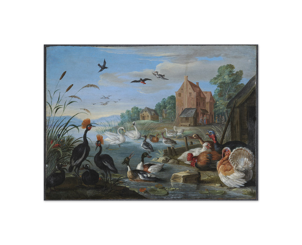 A River Landscape with Turkeys and Poultry by Jan van Kessel the Elder - Compact / Full Bleed / No Frame