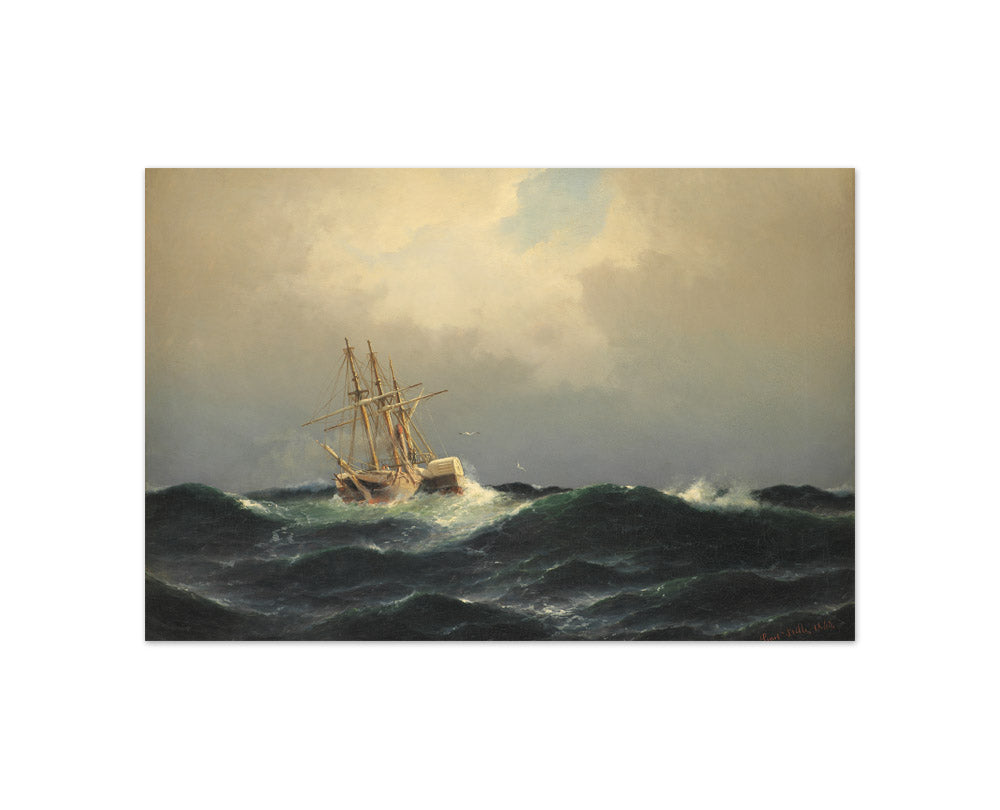 A steamship in a storm in the Atlantic Ocean by Carl Bille - Compact / Full Bleed / No Frame