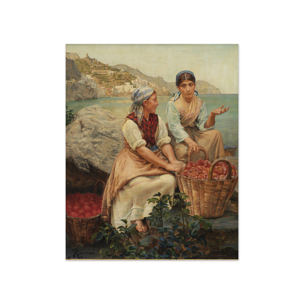 Italian girls with tomatoes in baskets by Kristian Zahrtmann - Compact / Full Bleed / No Frame