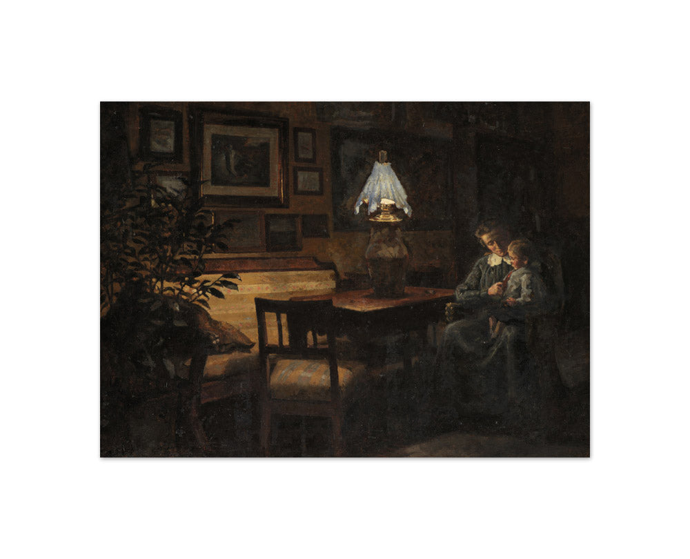 Evening Interior. Mother and Child by Sigurd Wandel - Compact / Full Bleed / No Frame