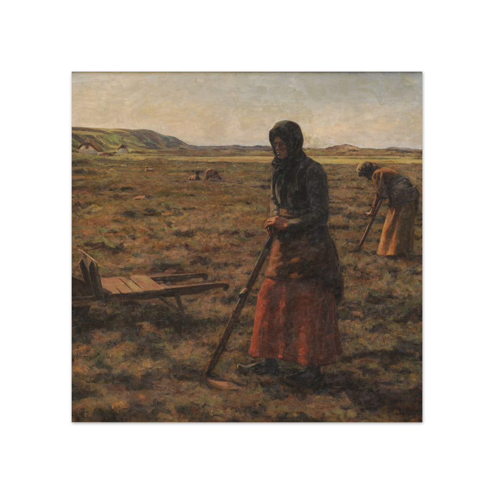 Women chopping heather by Jens Vige - Compact / Full Bleed / No Frame