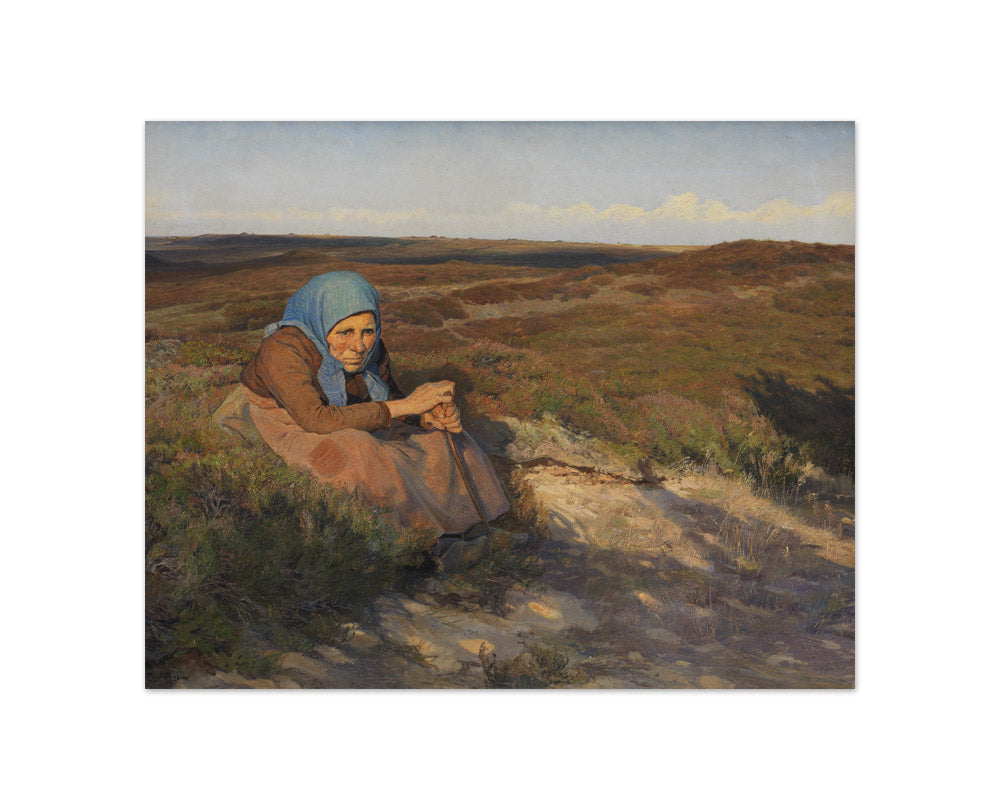 An old woman "Bette Dorte" on the heath by Knud Larsen - Compact / Full Bleed / No Frame