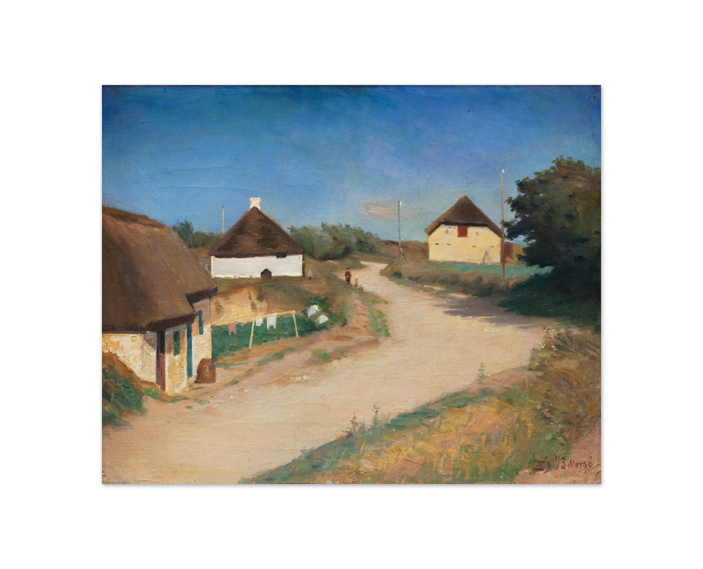 Houses Alongside a Road in Morsø, Jutland by Fridolin Johansen - Compact / Full Bleed / No Frame