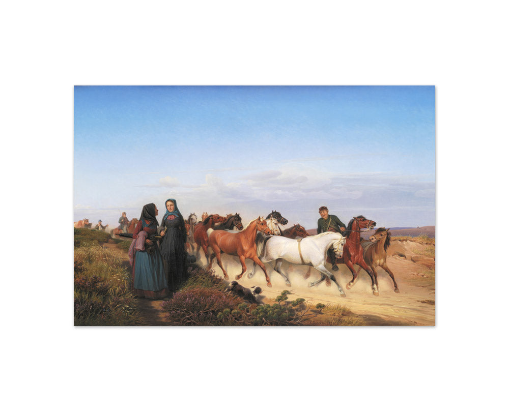 Jutlandic farmers on their way home from the market with their horses by Jørgen V. Sonne - Compact / Full Bleed / No Frame