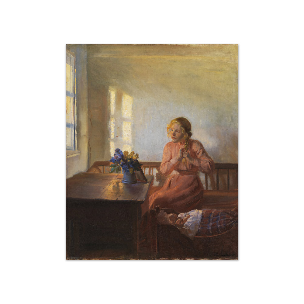 A Young Girl Plaiting her Hair by Anna Ancher - Compact / Full Bleed / No Frame