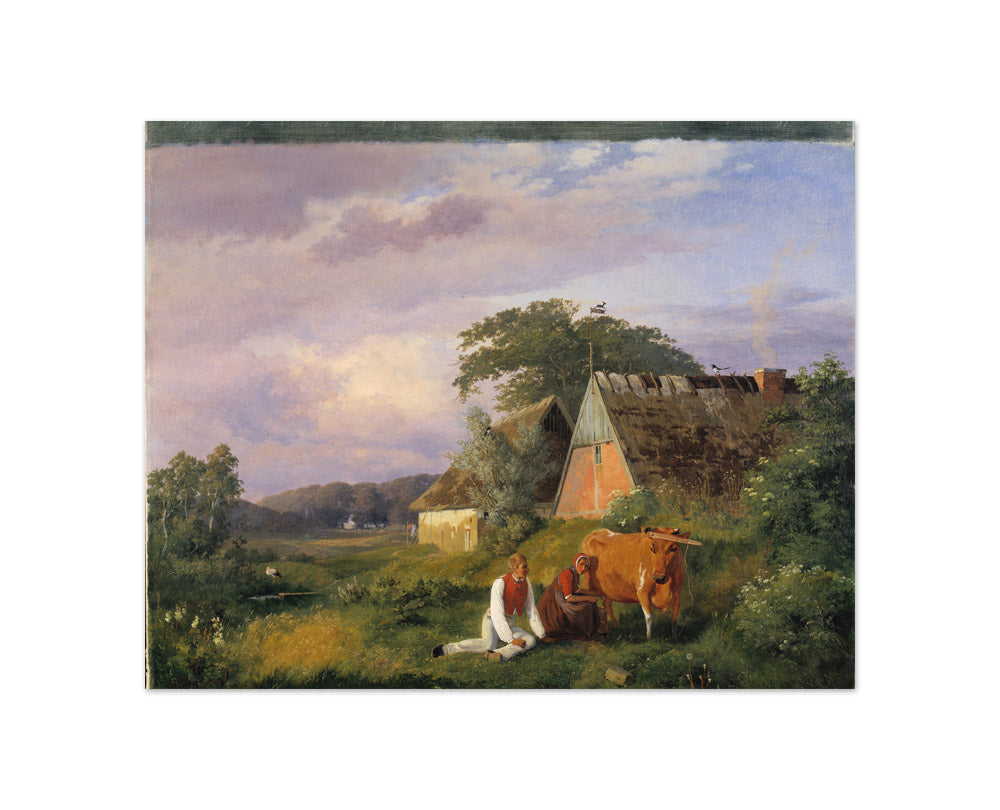 Milking scene. Illustrating a poem by Christian Winther by Johan Thomas Lundbye - Compact / Full Bleed / No Frame