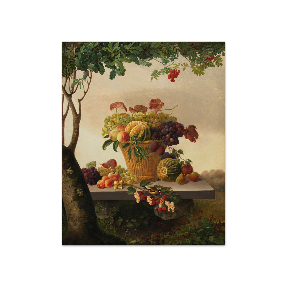 A Basket of Fruit in a Landscape by Christine Løvmand - Compact / Full Bleed / No Frame