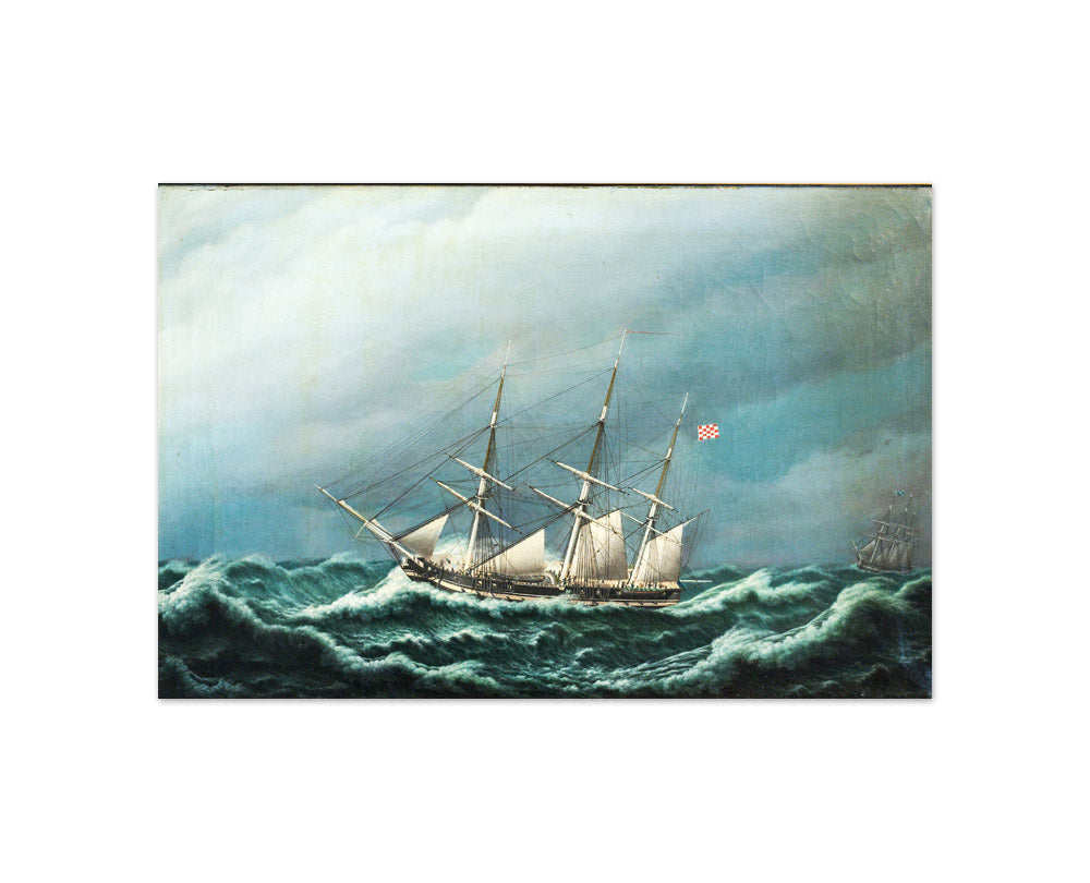 Two Danish frigates in a storm signal to each other by Jacob Petersen - Compact / Full Bleed / No Frame