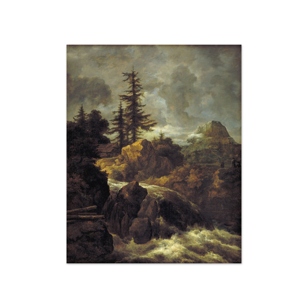 Landscape with a Waterfall and a Hut by Jacob Isaacksz van Ruisdael - Compact / Full Bleed / No Frame