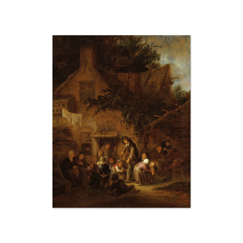 The Organ-Grinder Outside a Cottage by Adriaen van Ostade - Compact / Full Bleed / No Frame