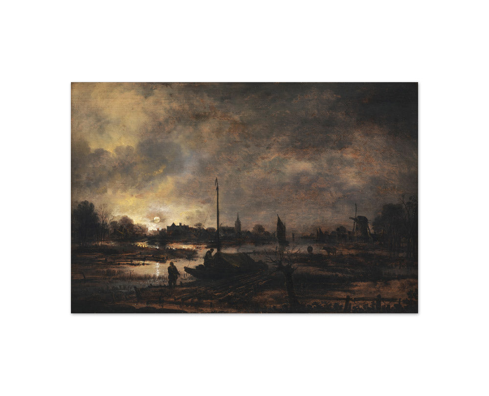 The Moon Rising over a Village by Aert van der Neer - Compact / Full Bleed / No Frame