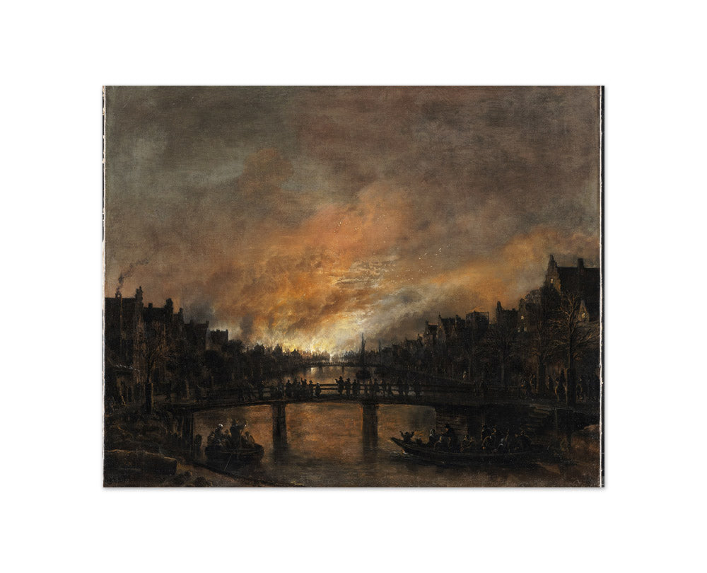 Fire at Amsterdam by Night by Aert van der Neer - Compact / Full Bleed / No Frame