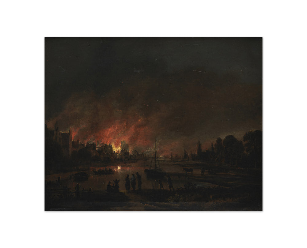 Fire at a Village by Night by Aert van der Neer - Compact / Full Bleed / No Frame