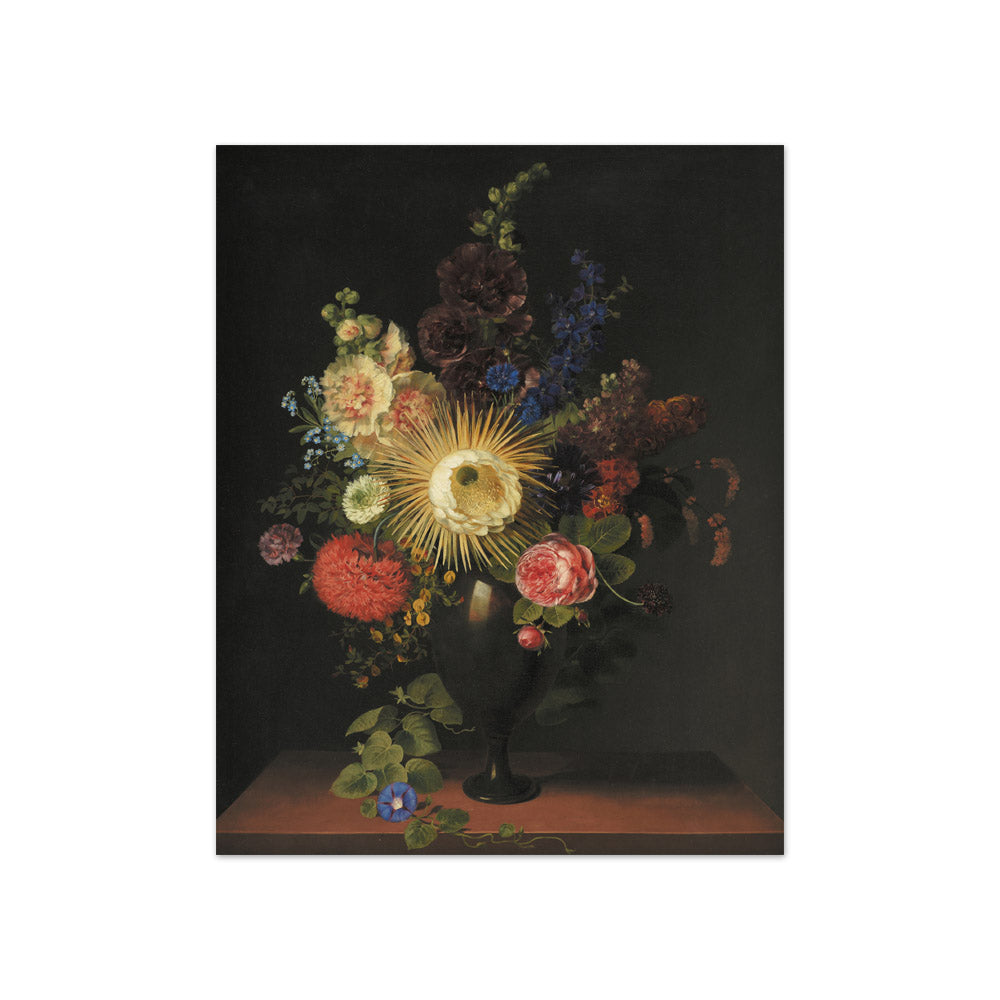 A Cactus Grandiflora and Other Flowers in a Porphyry Vase by C.D. Fritzsch - Compact / Full Bleed / No Frame