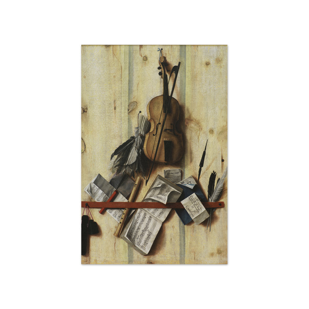 Trompe l'oeil with Violin, Music Book and Recorder by Cornelius Norbertus Gijsbrechts - Compact / Full Bleed / No Frame