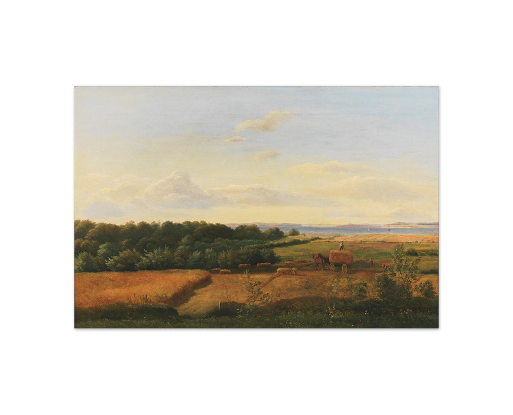 A Funen Landscape at Harvest Time with Wedellsborghoved in the Background by Dankvart Dreyer - Compact / Full Bleed / No Frame