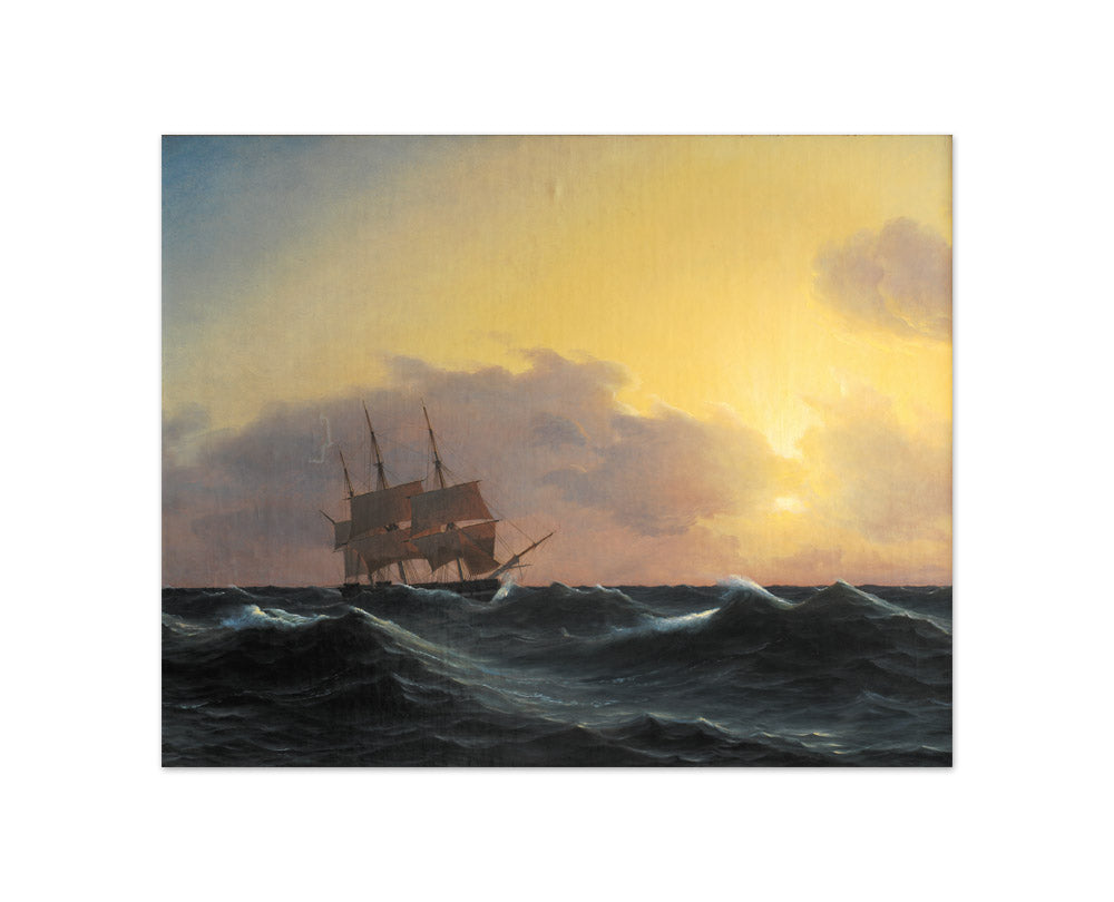 Frigate in a storm with a reefed topsail by Carl Dahl - Compact / Full Bleed / No Frame