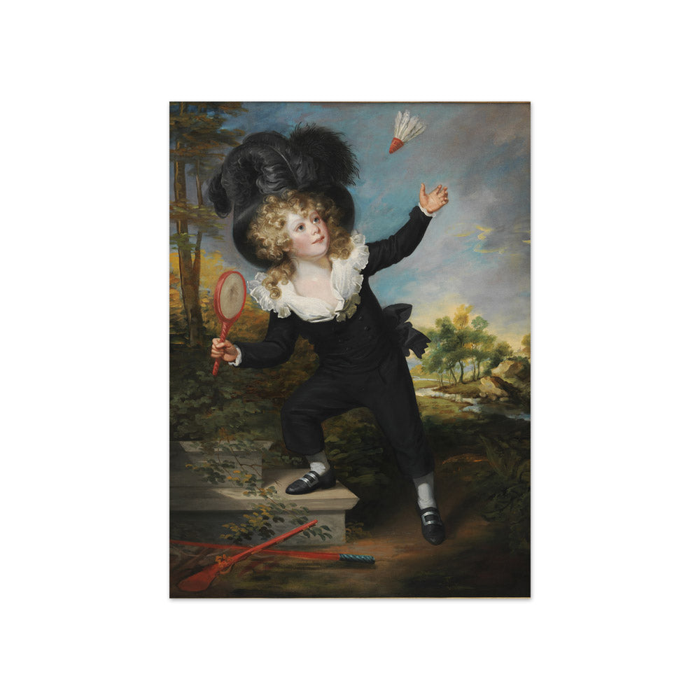 Portrait of Kennett Dixon playing shuttlecock by William Beechey - Compact / Full Bleed / No Frame