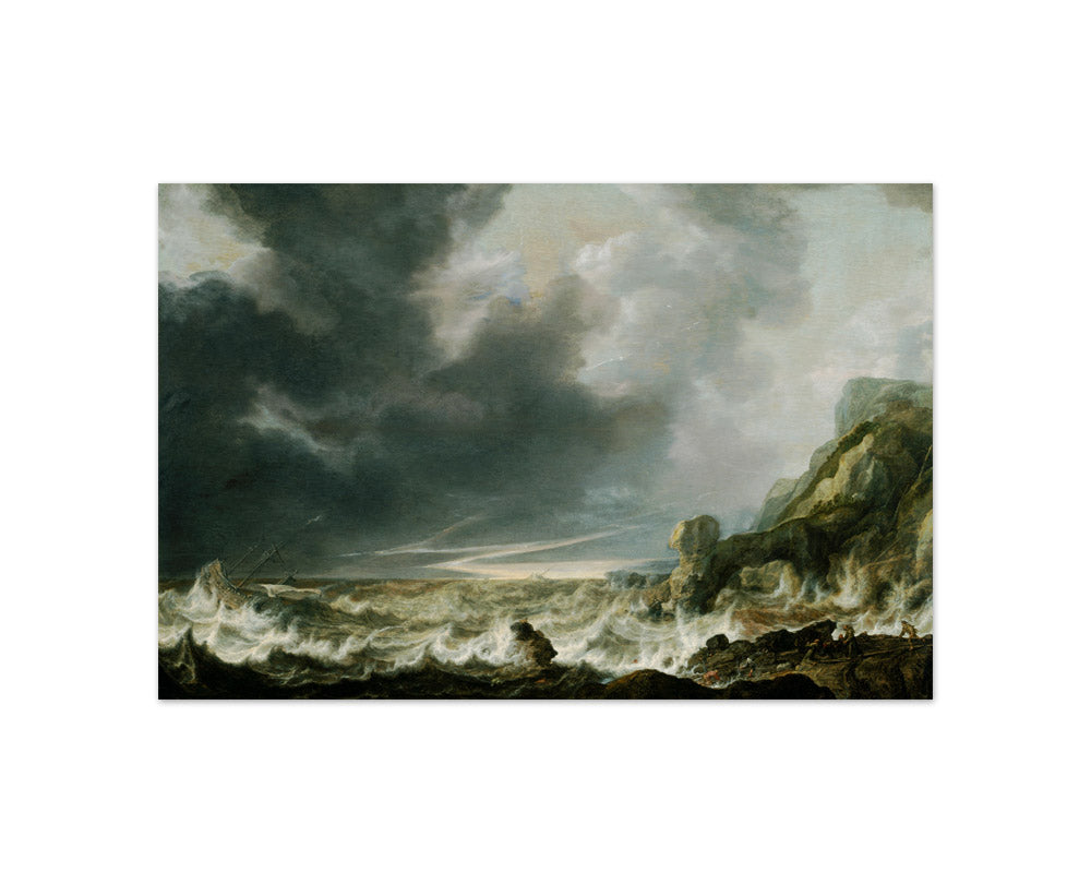 Ship in Distress off a Rocky Coast by Simon de Vlieger - Compact / Full Bleed / No Frame