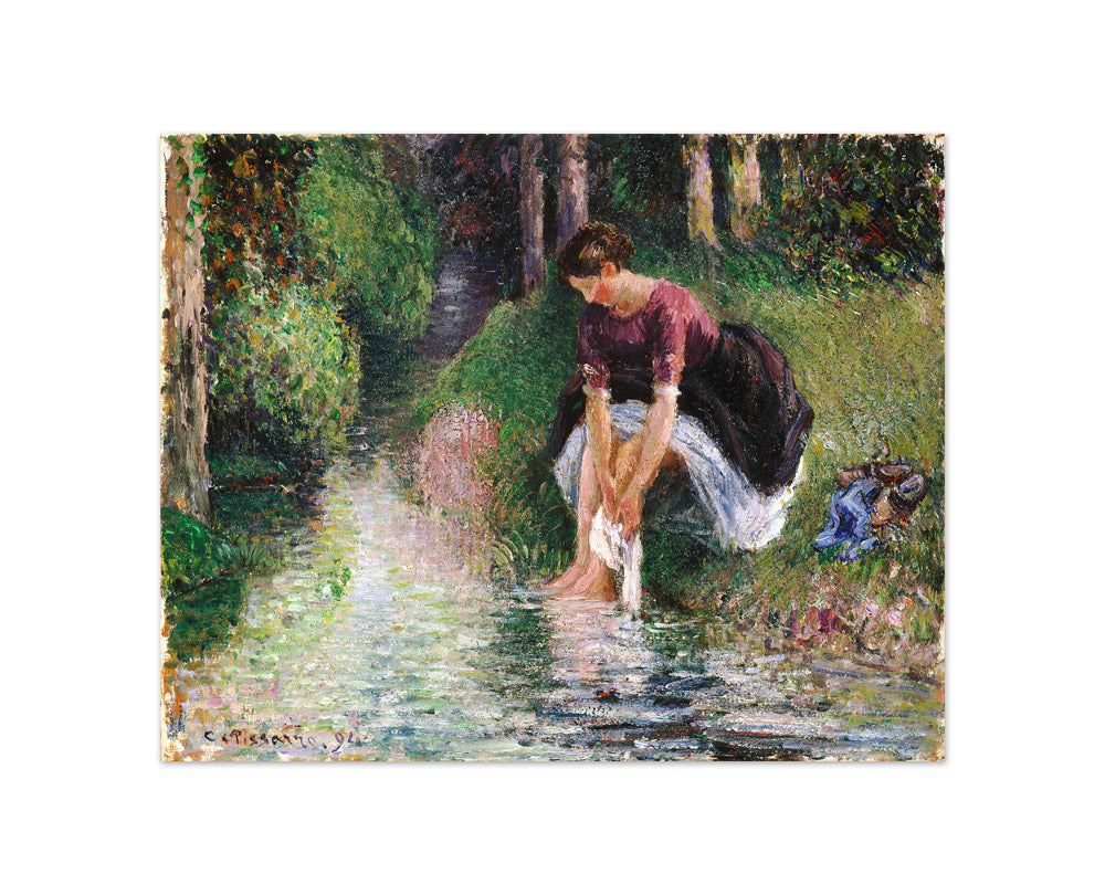 Woman Washing Her Feet in a Brook by Camille Pissarro - Compact / Full Bleed / No Frame