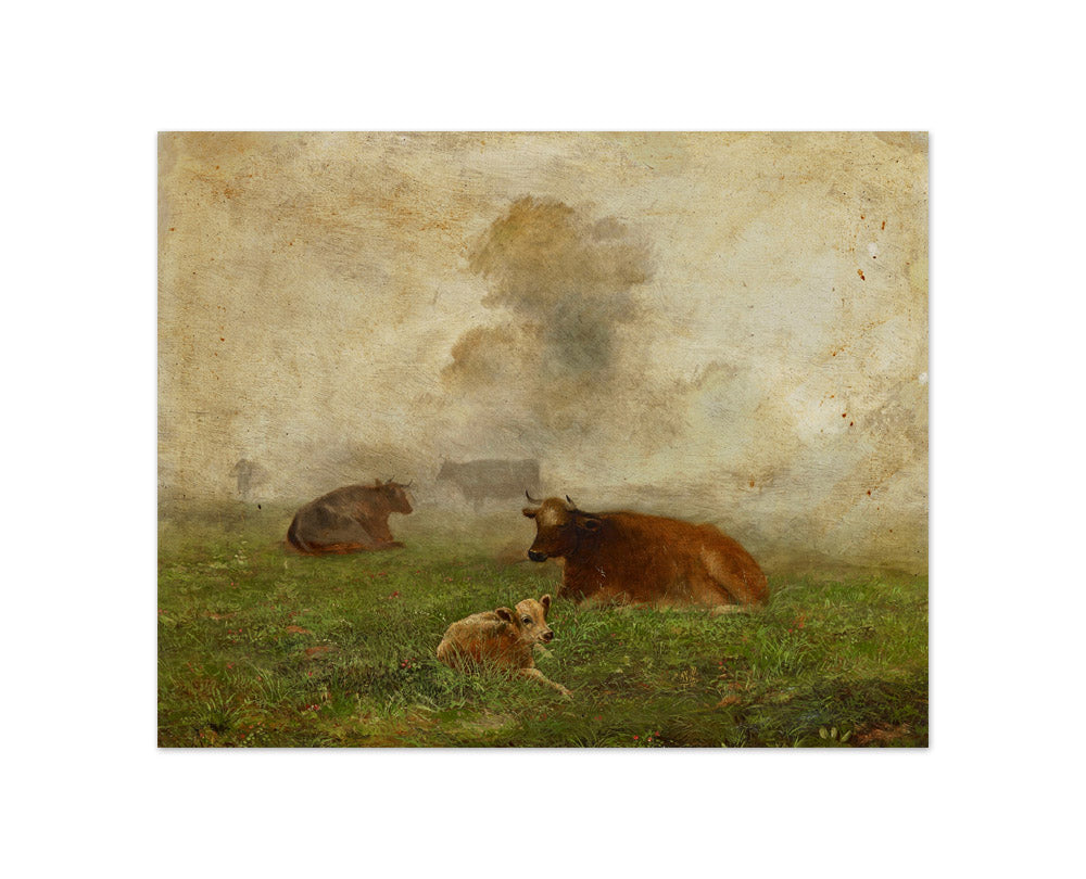 Foggy Landscape with Cows by Wilson R. Berry - Compact / Full Bleed / No Frame