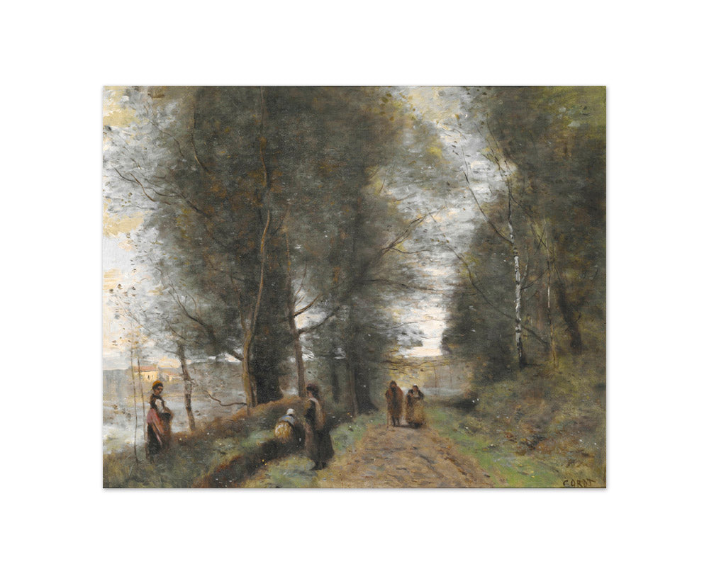 Ville d'Avray, Woodland Path Bordering the Pond by Jean-Baptiste-Camille Corot - Compact / Full Bleed / No Frame