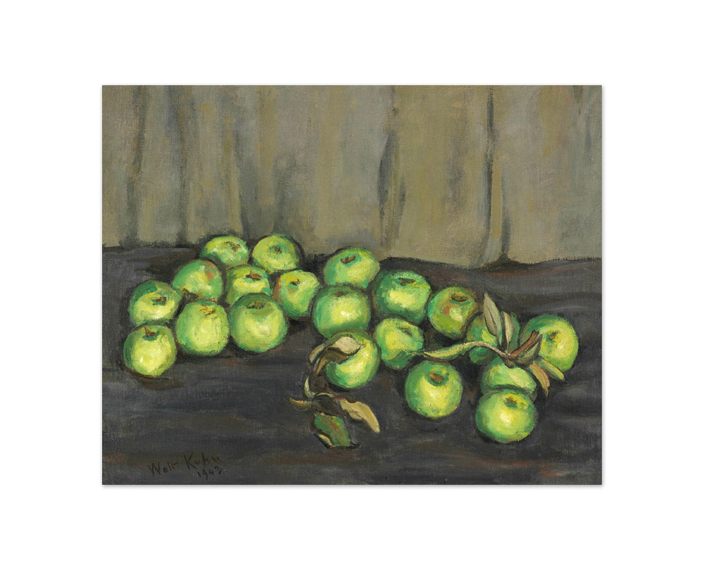 Green Apples with Gray Curtain by Walt Kuhn - Compact / Full Bleed / No Frame