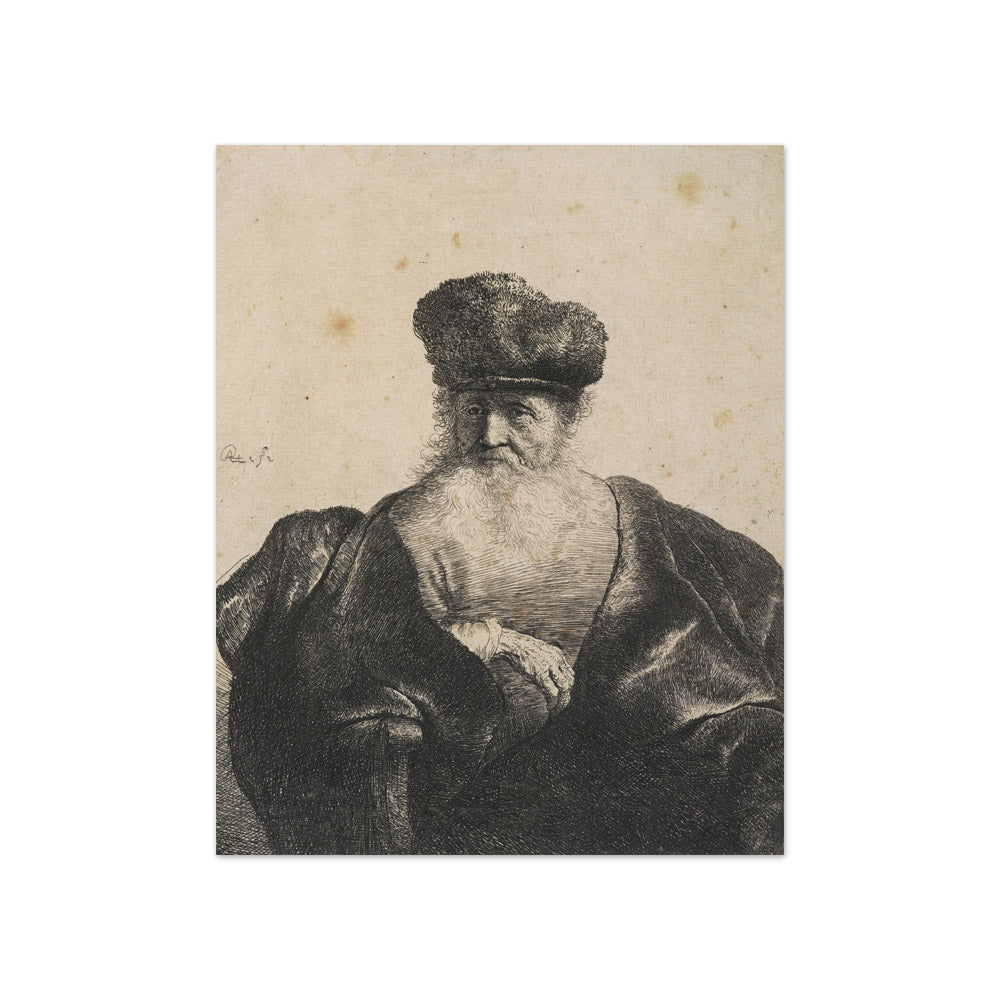 Old man with beard, fur cap, and velvet cloak by Rembrandt van Rijn - Compact / Full Bleed / No Frame