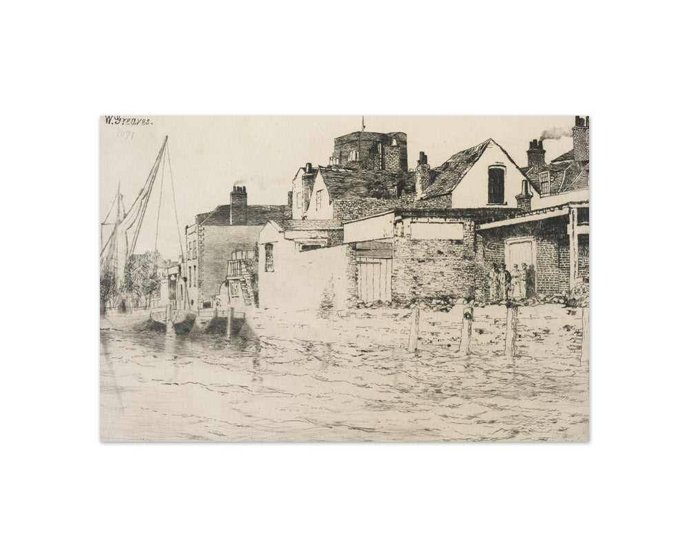 Buildings by the Thames at Chelsea by Walter Greaves - Compact / Full Bleed / No Frame