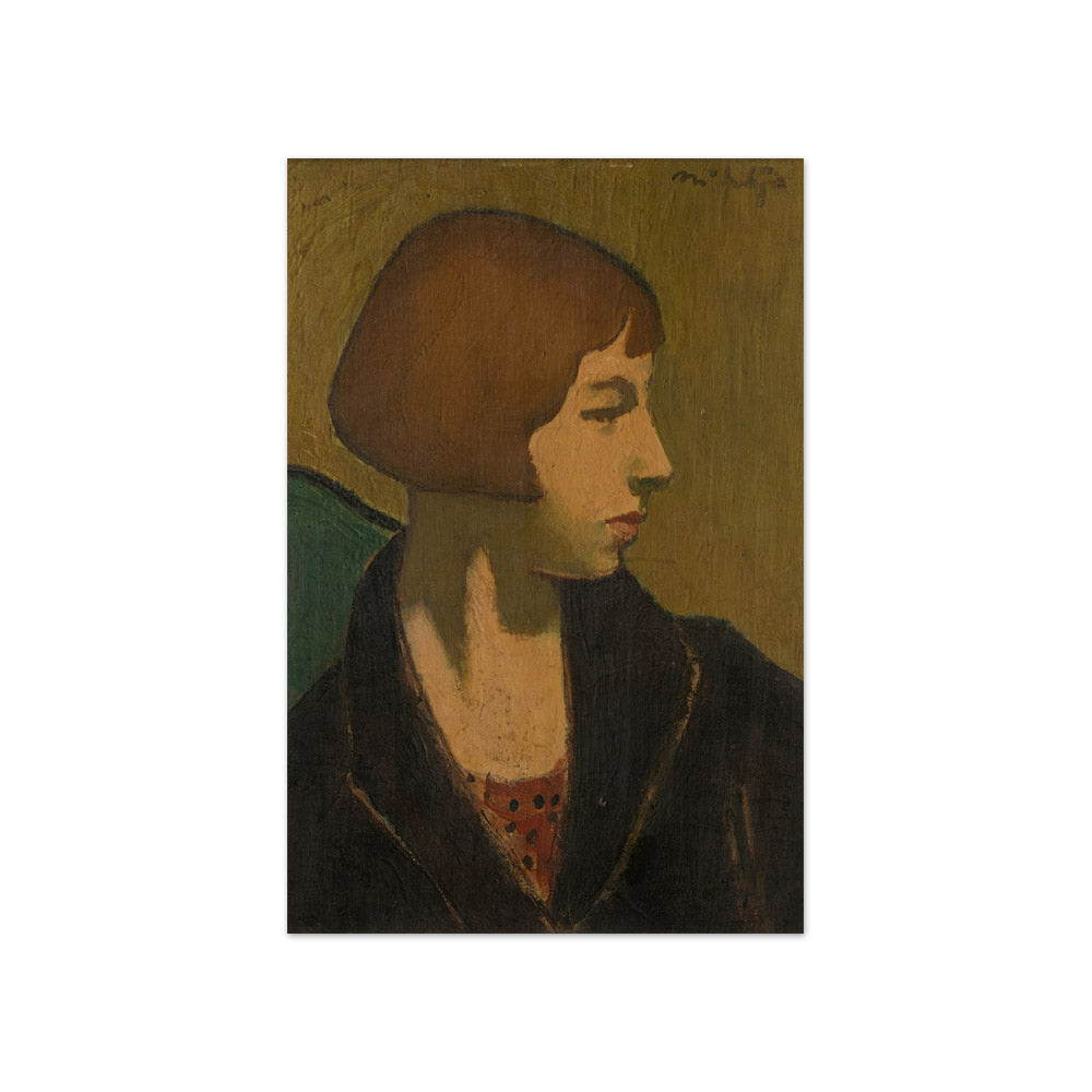 Woman in black jacket by Raymond McIntyre - Compact / Full Bleed / No Frame