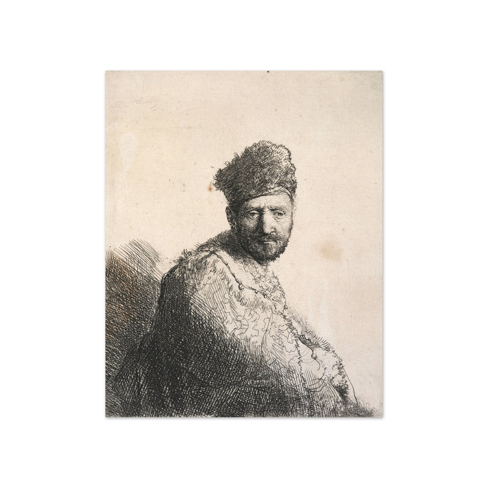 Bearded man, in a furred oriental cap and robe by Rembrandt van Rijn - Compact / Full Bleed / No Frame