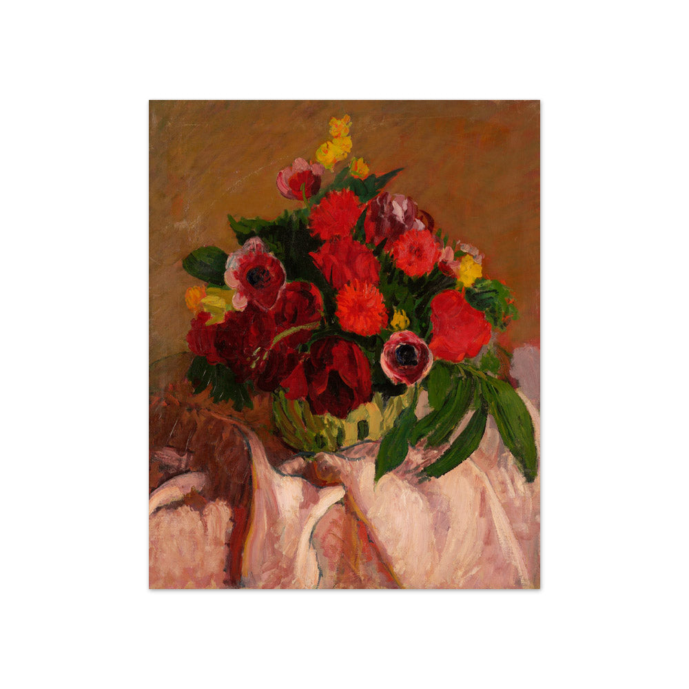 Mixed flowers on pink cloth by Roderic O'Conor - Compact / Full Bleed / No Frame