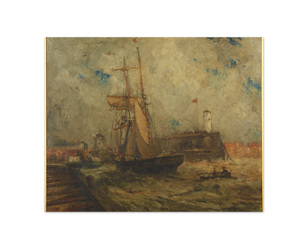 Brigantine going into Littlehampton Harbour by Nelson Dawson - Compact / Full Bleed / No Frame