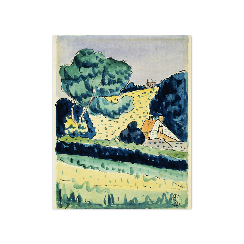 Hillside with cottages by Raymond McIntyre - Compact / Full Bleed / No Frame