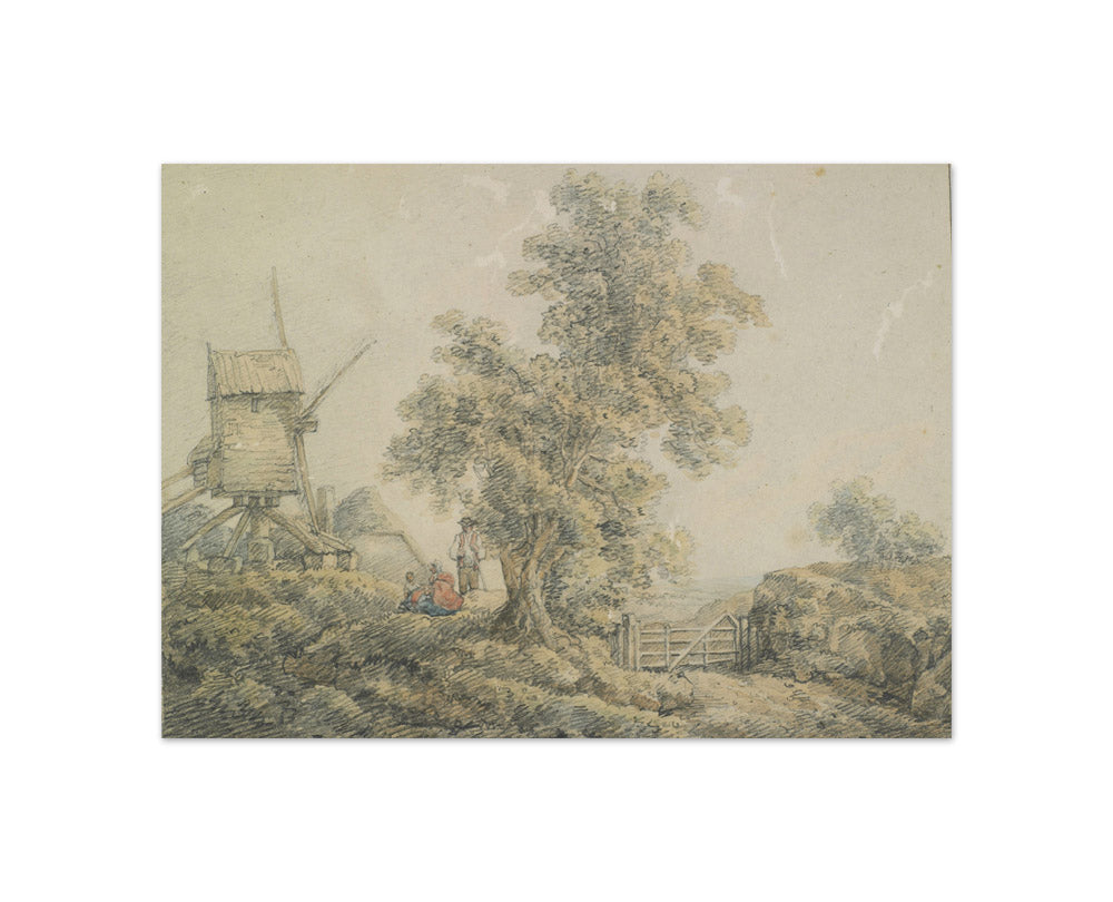 Landscape with windmill by William Pyne - Compact / Full Bleed / No Frame