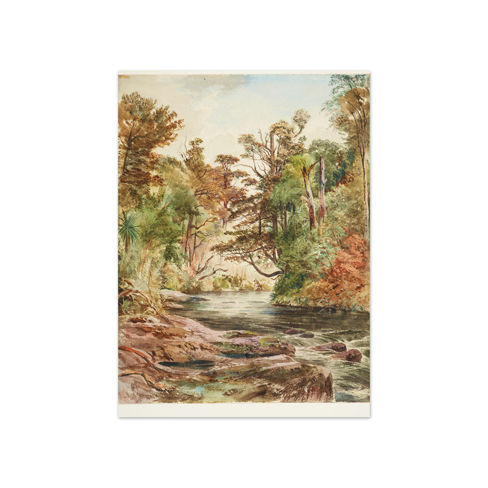 River scene, Porirua river by Nicholas Chevalier - Compact / Full Bleed / No Frame