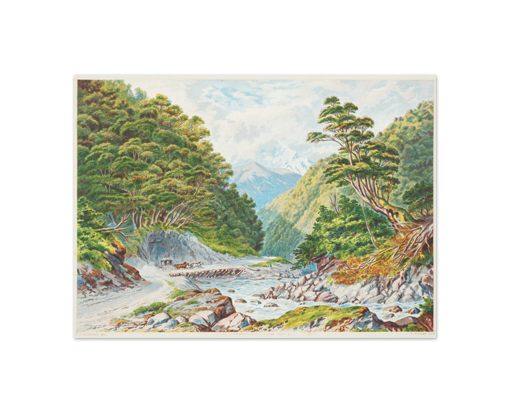 New Zealand Graphic and Descriptive. Otira Gorge, West Coast Road by Charles Decimus Barraud - Compact / Full Bleed / No Frame